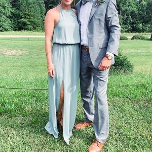 Mumu Bridesmaid- Heather Halter Silver Sage Crisp